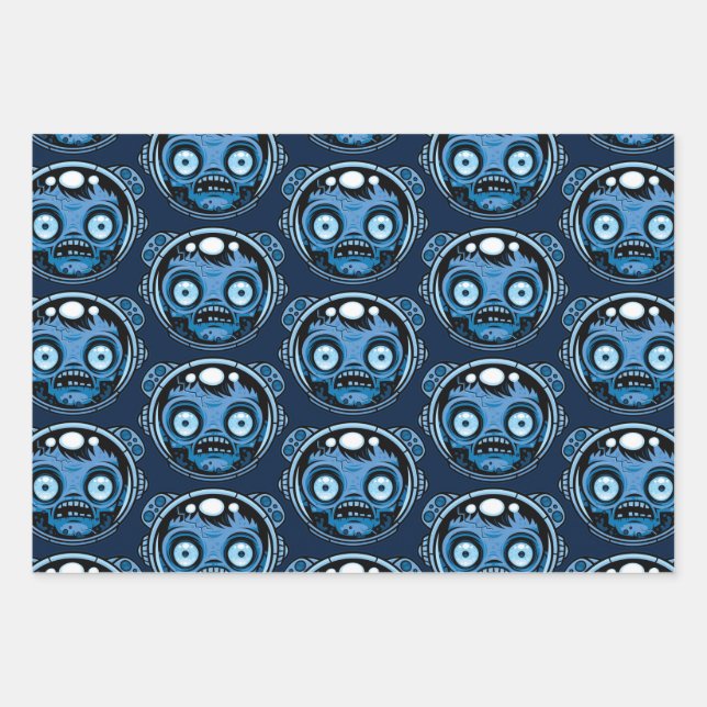 Zombie Astronaut Geschenkpapier Set (Vorderseite)