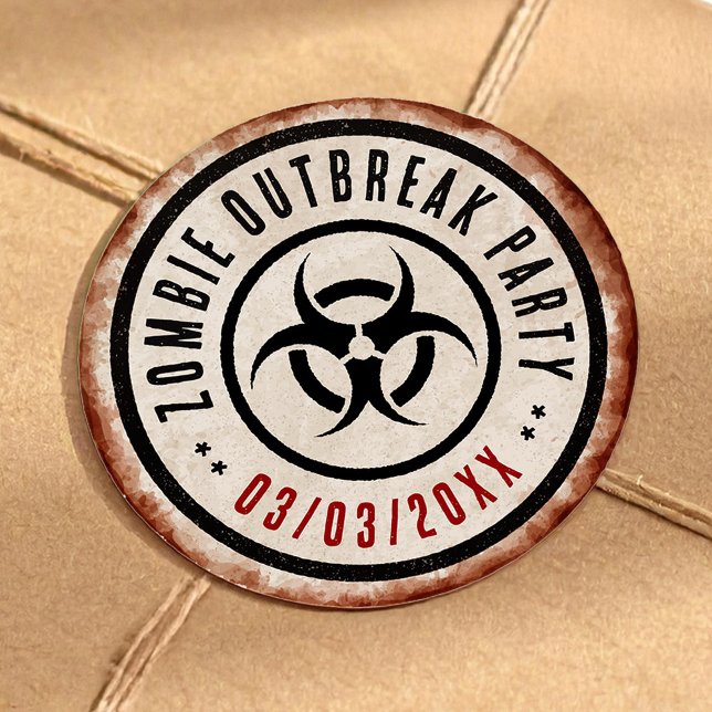 Zombie-Ausbruch-Party mit Biogefährdung Runder Aufkleber (Von Creator hochgeladen)