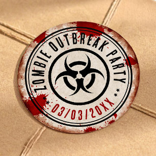 Zombie-Ausbruch-Party mit Biogefährdung Runder Aufkleber