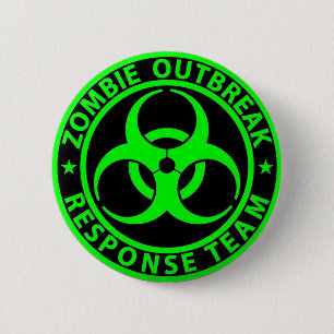 Zombie-Ausbruch-Reaktionsteam Neon-Grün Button