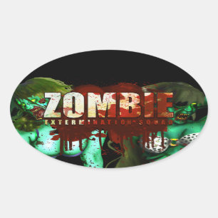 Zombie-Ausrottungs-Aufkleber Ovaler Aufkleber