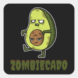 Zombie Avocado Zombiecado Funny Halloween Kawaii Quadratischer Aufkleber