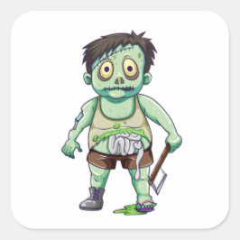 Zombie Ax Havoc Quadratischer Aufkleber