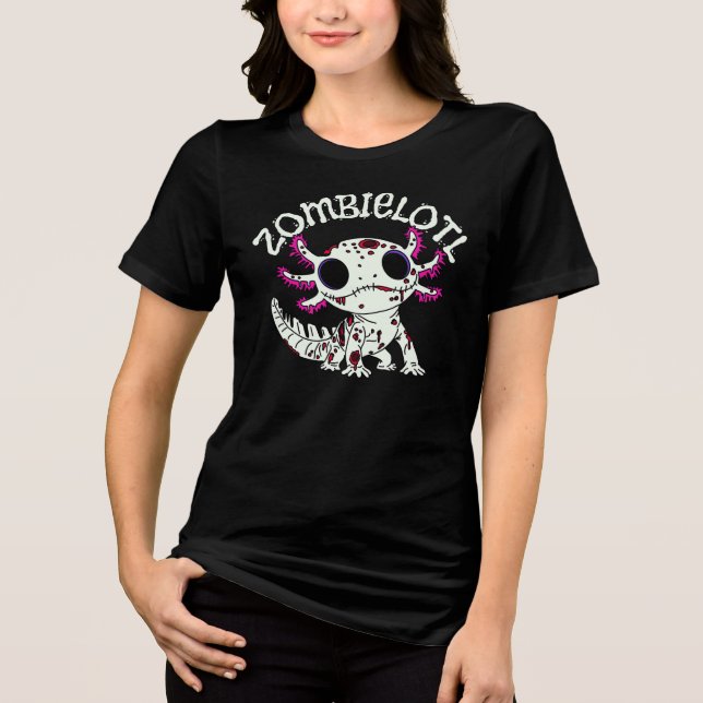 Zombie Axolotl Tri-Blend Shirt (Vorderseite)