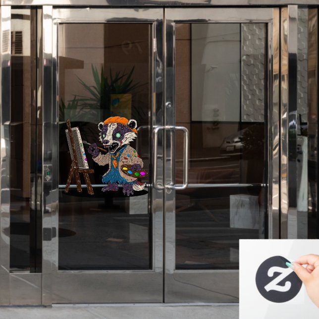 Zombie Badger Artist Fensteraufkleber (Büro Tür)
