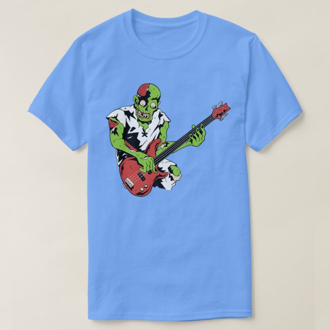 Zombie Bass Guitar Lazy Halloween Kostümmusik Mu T-Shirt (Design vorne)