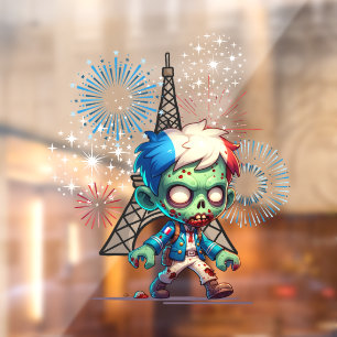 Zombie Bastille Day Fensteraufkleber