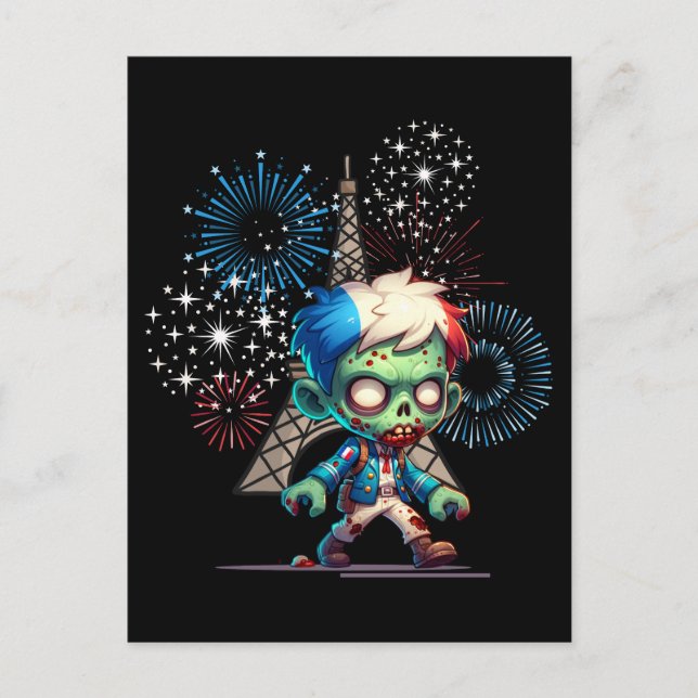 Zombie Bastille Day Postkarte (Vorderseite)