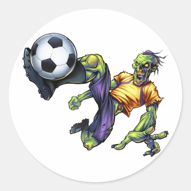 Zombie Beängstigend Halloween-Fußballspieler anpas Runder Aufkleber (Vorderseite)