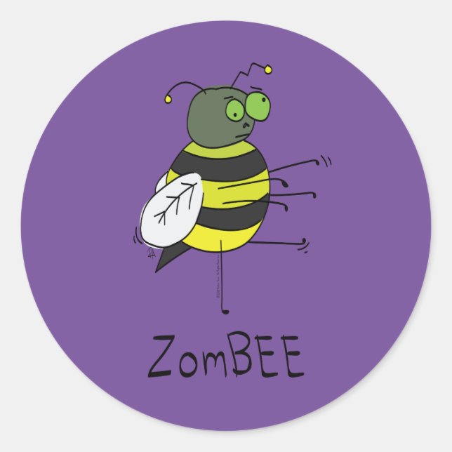 Zombie Bee Funny Halloween Stickers (Vorderseite)