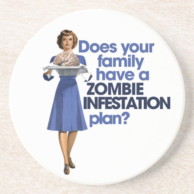 Zombie-Befall-Plan Sandstein Untersetzer (Vorne)