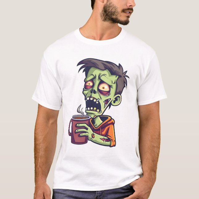 “Zombie Before Coffee – Undead Morning Mood” T-Shirt (Vorderseite)