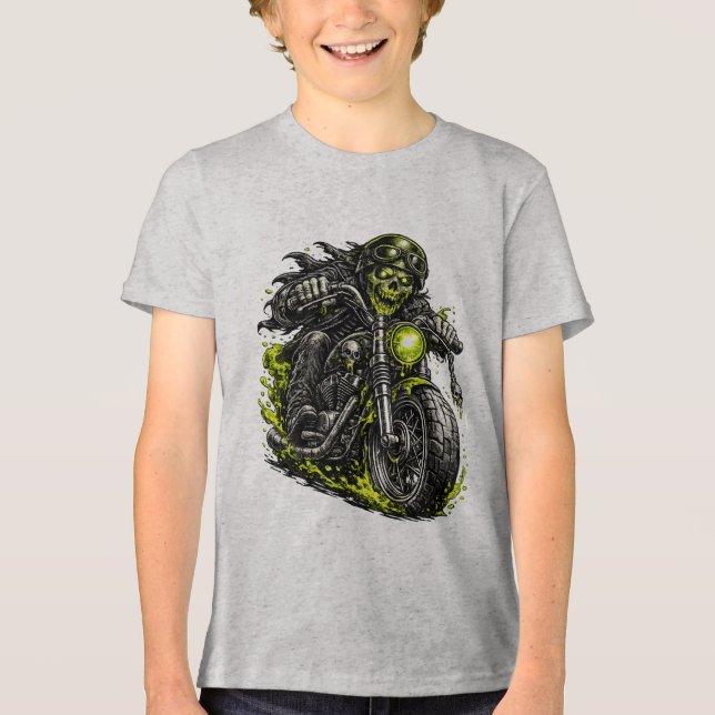 Zombie-Biker-Motorrad  Tri-Blend Shirt (Vorderseite)