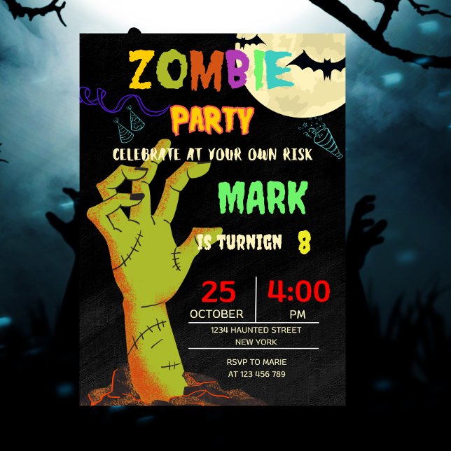 Zombie Birthday Halloween Kids Party Einladung (zombie birthday invitation
halloween invitation
halloween birthday)