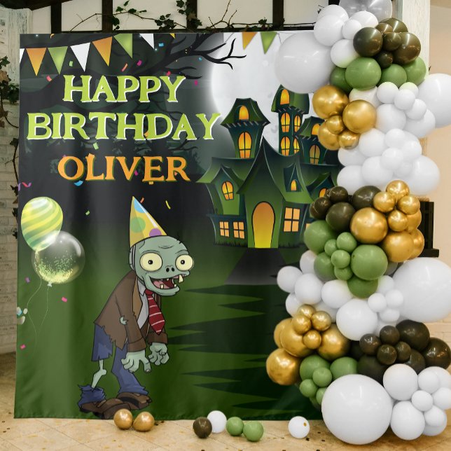 Zombie Birthday Kids Halloween Banner Wandteppich (Von Creator hochgeladen)