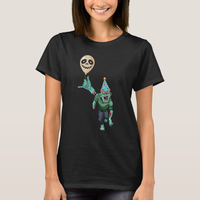 Zombie Birthday Party Ghost Balloon Horror Hallowe T-Shirt (Vorderseite)