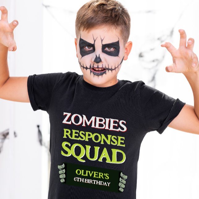 Zombie Birthday Response Squad Funny Halloween Kid T-Shirt (Von Creator hochgeladen)