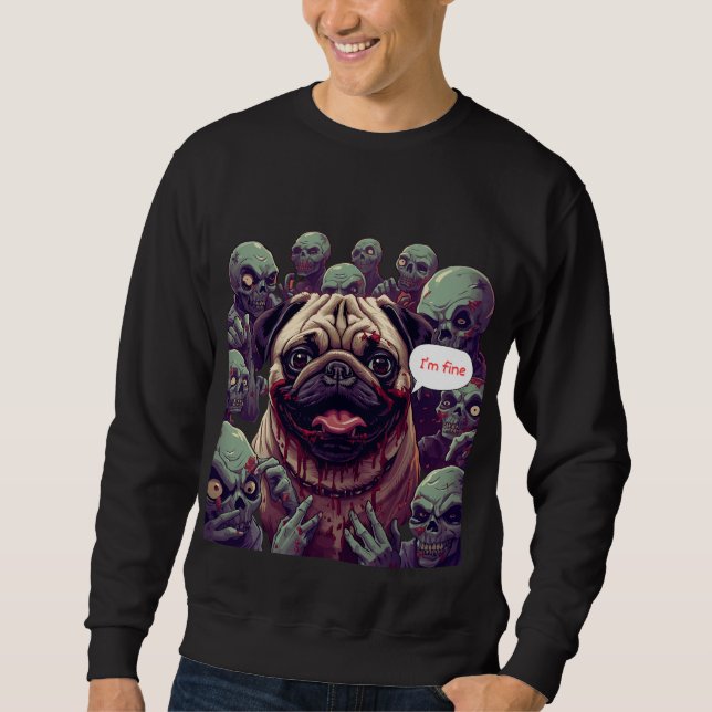 "Zombie-Biss-Mops-Halloween-Sweatshirt –  Mir geht Sweatshirt (Vorderseite)