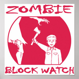 Zombie Blocküberwachungssignatur Poster
