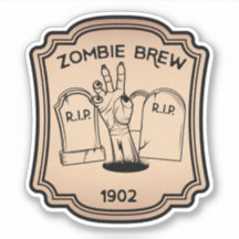 Zombie Brew Pop Vintager Etikettenaufkleber