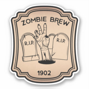 Zombie Brew Pop Vintager Etikettenaufkleber Aufkleber