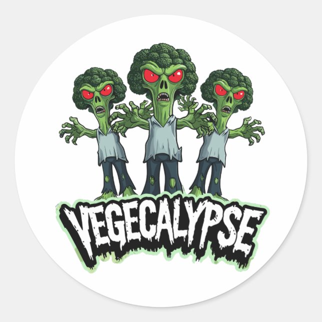 Zombie Broccoli - Vegecalypse Runder Aufkleber (Vorderseite)