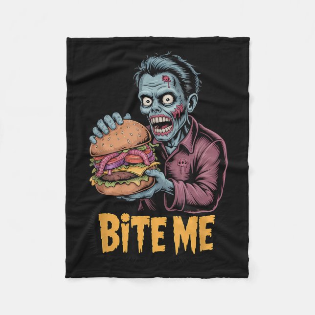 Zombie Burger Funny Food Halloween Fleecedecke (Vorderseite)