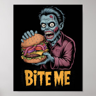 Zombie Burger Funny Food Halloween Poster