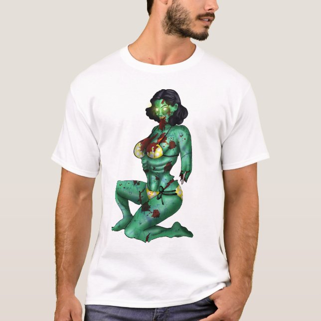 Zombie Button-Oben T - Shirt (Vorderseite)