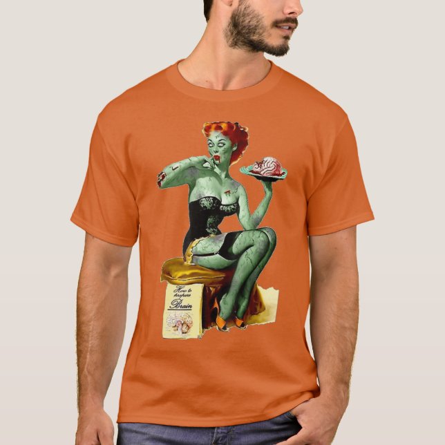 Zombie Button Up Girl Halloween T-Shirt (Vorderseite)