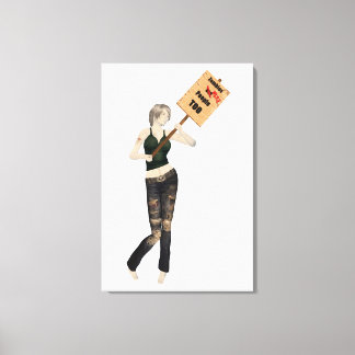Zombie Button Up Girl Protest I Canvas Print Leinwanddruck