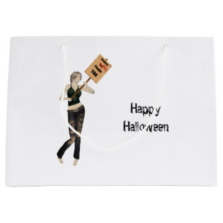 Zombie Button Up Girl Protest I Gift Bag Große Geschenktüte