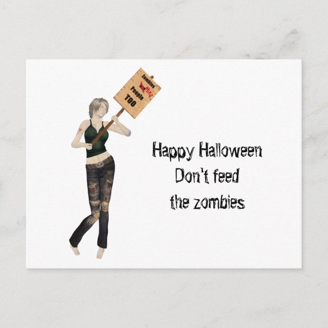 Zombie Button Up Girl Protest I Postcard Postkarte (Vorderseite)
