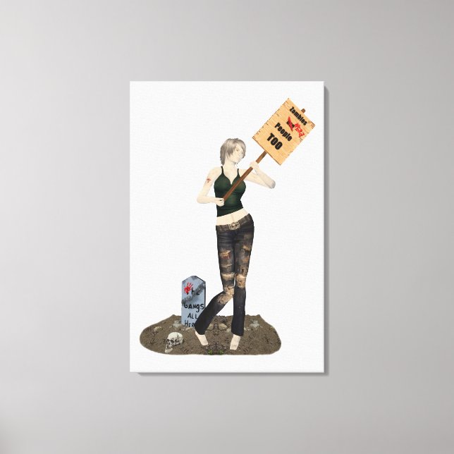 Zombie Button Up Girl Protest II Canvas Print Leinwanddruck (Vorderseite)