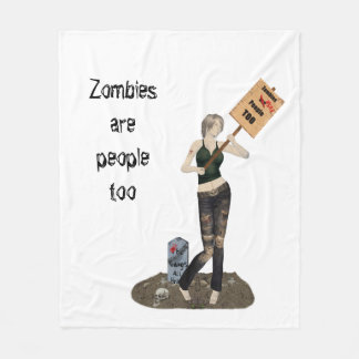 Zombie Button Up Girl Protest II Fleece Blanket