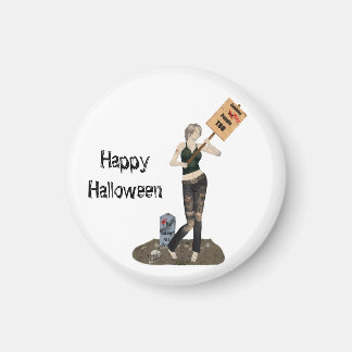 Zombie Button Up Girl Protest II Magnet
