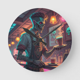 Zombie Café | Gruselige urbane Halloween-Uhr  Runde Wanduhr