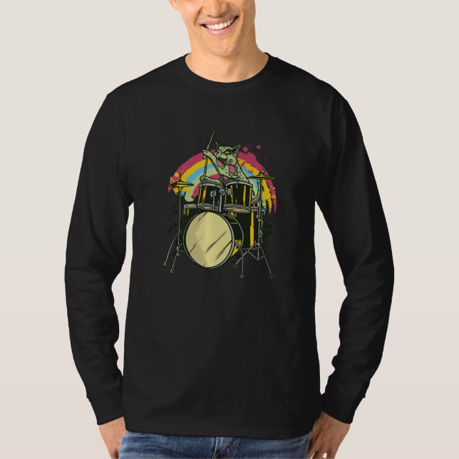 Zombie Cat Drummer T-Shirt (Vorderseite)