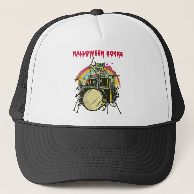 Zombie Cat Drummer Truckerkappe (Vorderseite)