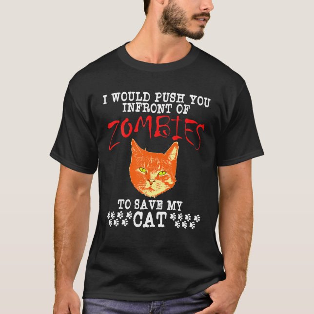 Zombie Cat Funny Halloween Kitten T T-Shirt (Vorderseite)