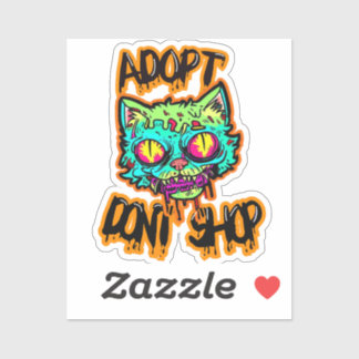 Zombie Cat Funny Memes Illustration Aufkleber