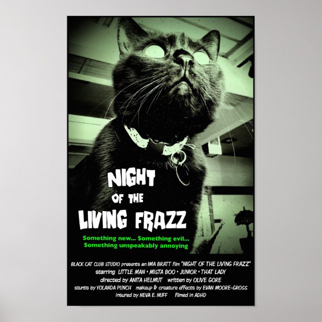 Zombie Cat Horror Movie Poster, grün, benutzerdefi Poster (Vorne)