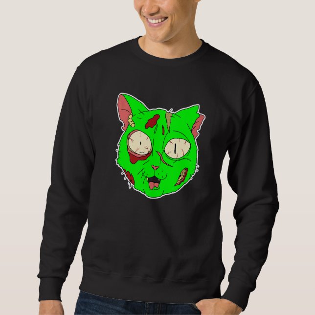 Zombie Cat Lazy Halloween Costume Scary Creepy Spo Sweatshirt (Vorderseite)