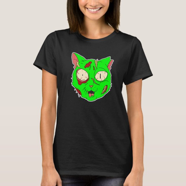 Zombie Cat Lazy Halloween Costume Scary Creepy Spo T-Shirt (Vorderseite)