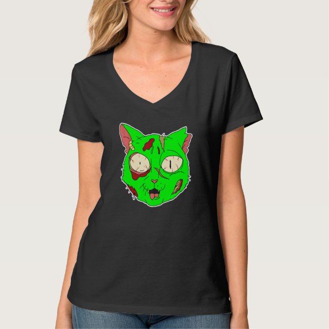 Zombie Cat Lazy Halloween Costume Scary Creepy Spo T-Shirt (Vorderseite)