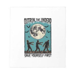 Zombie Chase Shirt Vintage Undead Escape Grafik_1 Notizblock