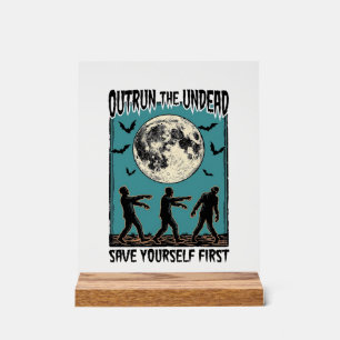 Zombie Chase Shirt Vintage Untoter Escape Grafik_1 Acrylschild