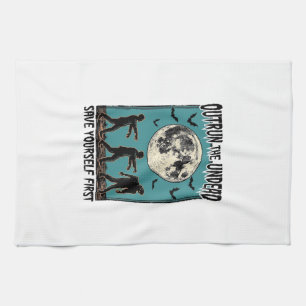 Zombie Chase Shirt Vintage Untoter Escape Grafik_1 Geschirrtuch