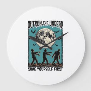 Zombie Chase Shirt Vintage Untoter Escape Grafik_1 Große Wanduhr