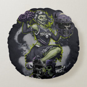 Zombie-Cheerleader-Horror-Art-Wurfkissen Rundes Kissen